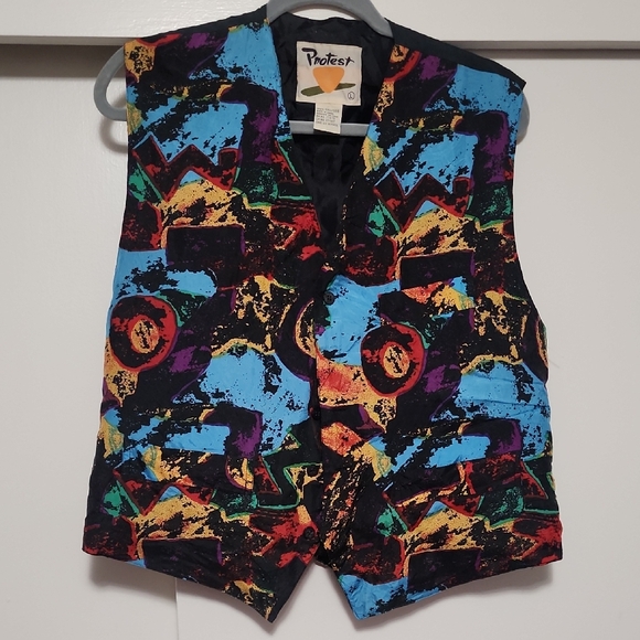 Protest 100% Silk Grunge Indie Sleeze Abstract Vest - Picture 1 of 7